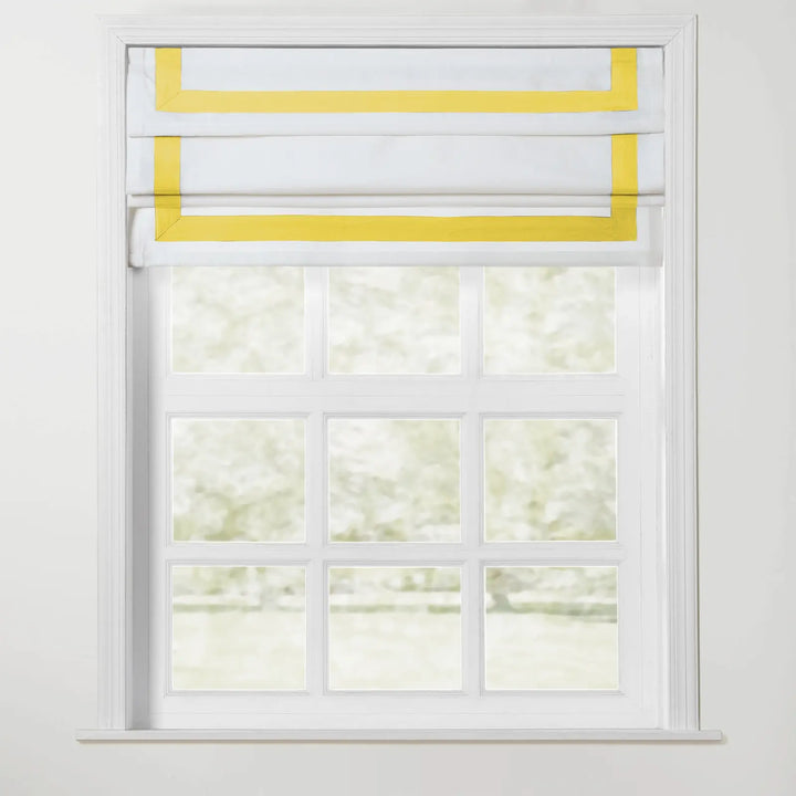 Troy Cordless Roman Shade with Border - Yellow - ChadMade
