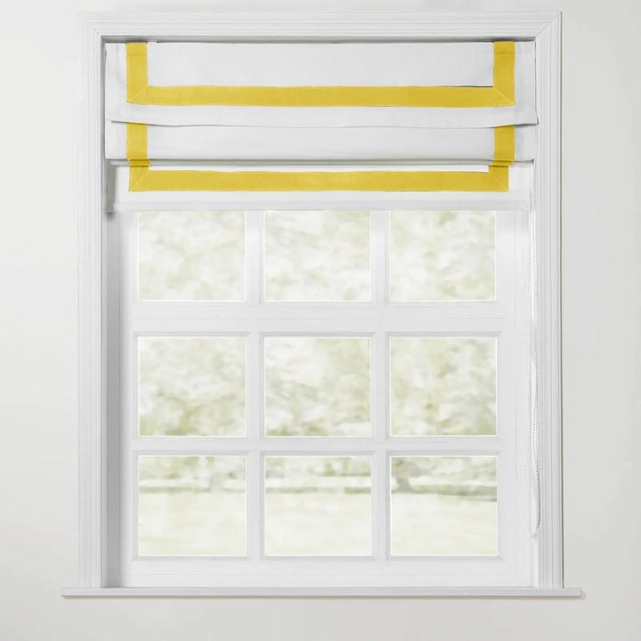 Troy Roman Shade with Border Cord Lift - Yellow - ChadMade