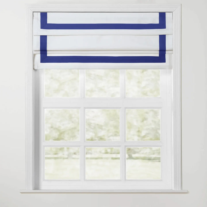 Troy Cordless Roman Shade with Border - Sapphire Blue - ChadMade